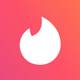 A photo of the Tinder logo on a gradiant background